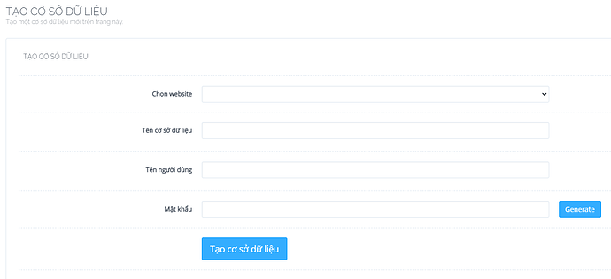 Tạo cơ sở dữ liệu cho website trên Cyberpanel